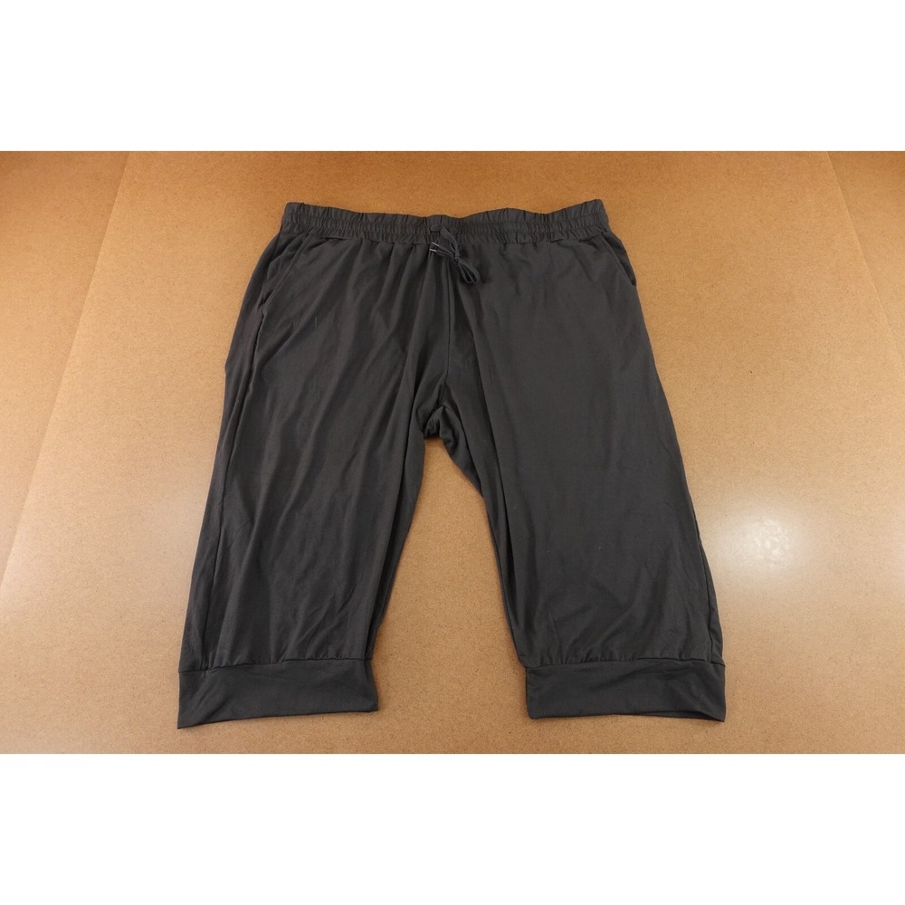 Real Essentials Womens Size 2XL Charcoal Lightweight Pocketed Capri Pant New